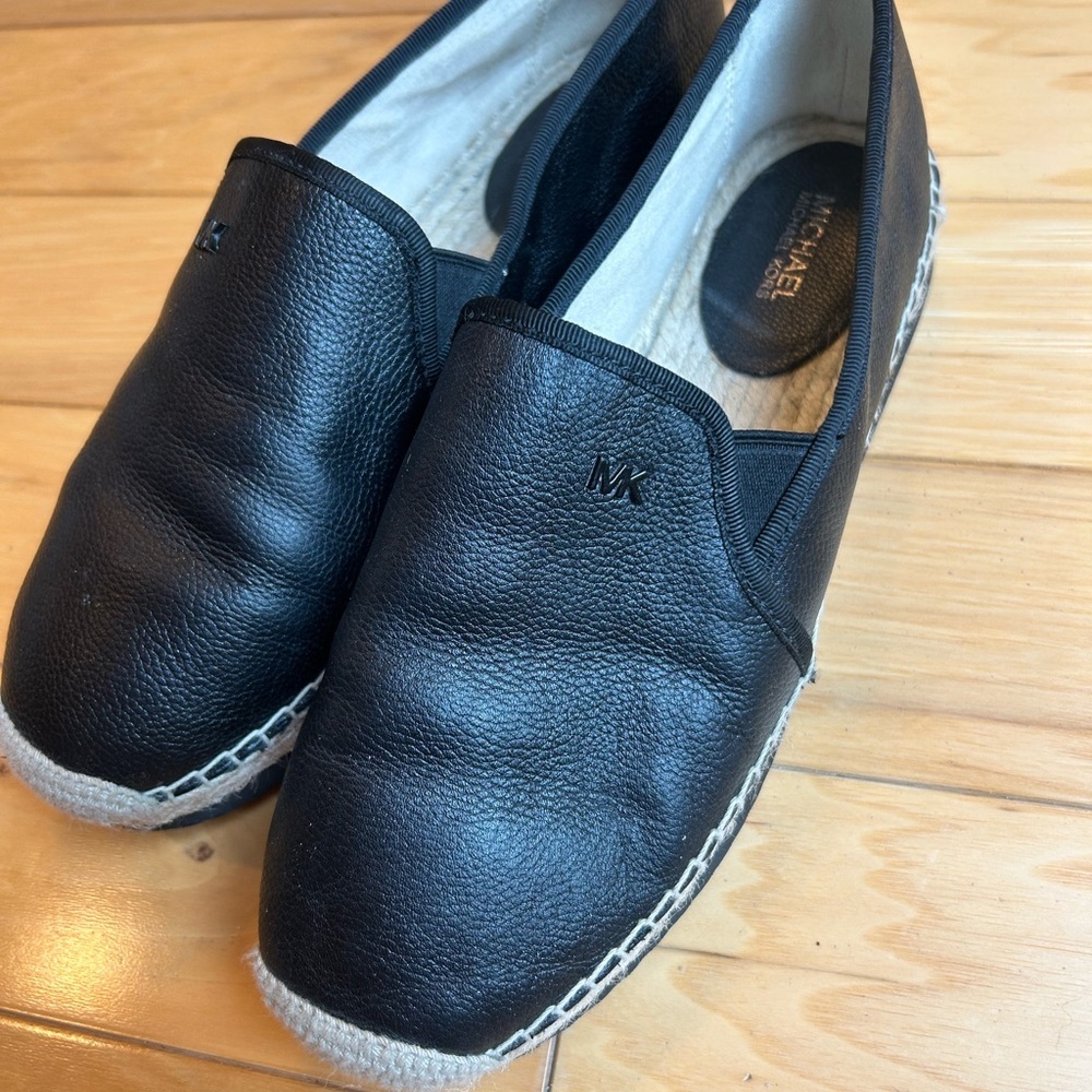 Michael Kors Black Womens Hastings Leather Espadrille Slip-On Loafer Shoes - Picture 12 of 14